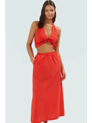 Kadın Uzun Plaj Bluz Etek Takımı Pamuk Yazlık Premium Kalite Yüksek