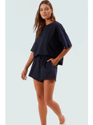 Kadın Oversize Pamuklu Şortlu Takım Rahat Yazlık Mükemmel Uyum Modern Stil Kullanım