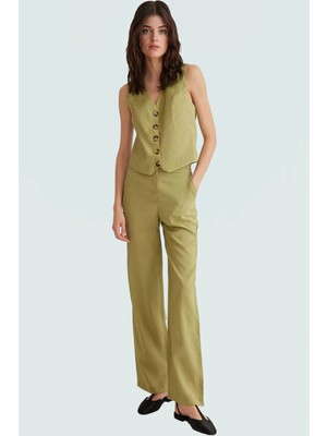 Kadın Yüksek Bel Geniş Paça Modal Pantolon ve Yelek Takım Günlük Yaz Kombinleri Için Seçkin Malzeme