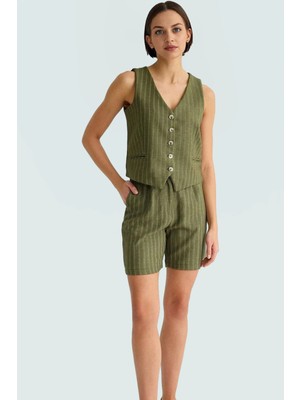 Yazlık V Yaka Yelek Şort Takım Viskon Süprem Dokuma Rahat Kullanım Konforlu Kesim Premium Kalite