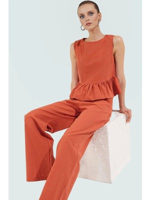 Pamuklu Bluz ve Geniş Paça Pantolon Takım Günlük Şıklık Zarifane Tasarım Özel