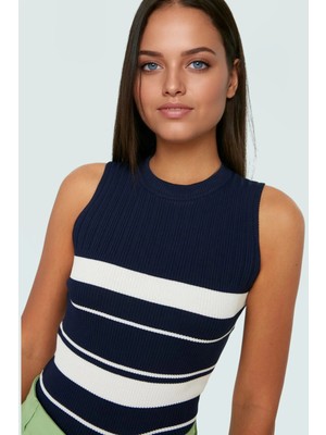 Kadın Bisiklet Yaka Triko Bluz Ince Polyester Renk Bloklu Yazlık Günlük Kullanım Için Konforlu Kesim