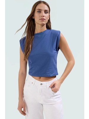 Kadın Bisiklet Yaka Crop Örme Bluz Rahat Yazlık Tasarım Premium Kalite Zarifane