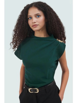 Fitted Dik Yaka Scuba Krep Örme Bluz Günlük Stil Özenle Seçilmiş Uzun Ömürlü Konforlu Kesim