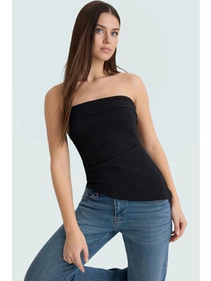 Straplez Fitted Dokuma Bluz Günlük Şıklık Için Özenle Seçilmiş Dayanıklı Malzeme