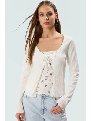 Ince Örme Bluz Hırka Takım Havuz Yaka Uzun Kollu Rahat Kalıp Profesyonel Görünüm