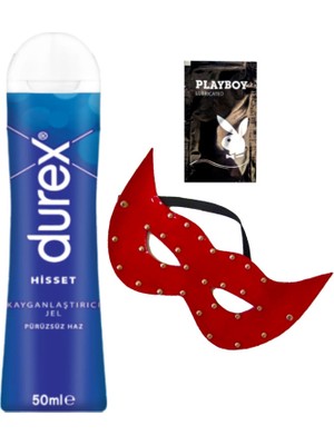 Durex Pürüzsüz HISSET50 ml Jel + Kırmızı Deri Göz Maskesi + Ply Jel
