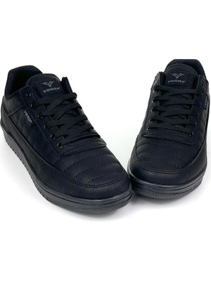 Erkek Siyah Bağcıklı Rahat Günlük Sneaker Cilt Spor Ayakkabı