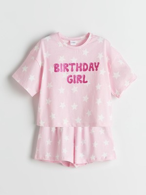 Lc Waikiki Yeni Sezon Bisiklet Yaka Kiz Cocuk Sortlu Pijama Takimi - S5PV85Z4