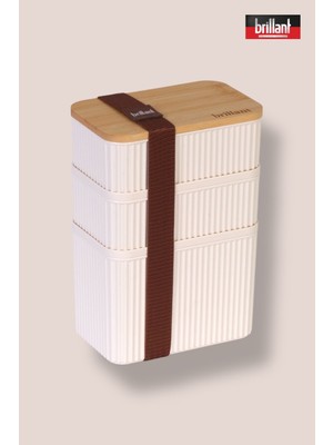 Zebra 3'lü Bambu Kapaklı Lunch Box - 1 Lt 0,5 Lt 0,5 Lt - Saklama Kabı