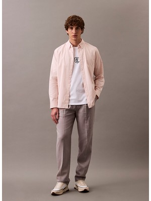 Calvin Klein Jeans Beyaz Erkek T-Shirt LV04RB828GYAA Ss 20S Embrd Ck Shıel