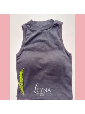 Kadın Fitilli Ribana Kumaş Sabit Pedli Balıkçı Yaka 4'lü Mavi, Yeşil, Beyaz, Siyah Crop Atlet