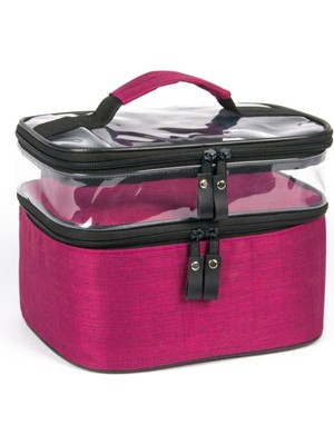 Şeffaf 2 Bölmeli Kozmetik Çantası, Seyahat ve Günlük Kullanım Için Organizer