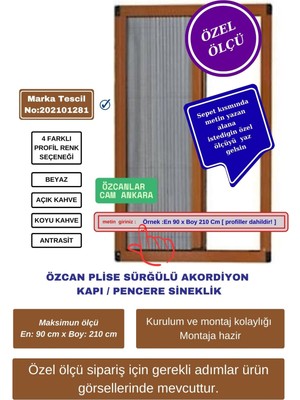 Özcan En90xBoy210 cm Plise Pileli Sürgülü Sineklik | Kapı Sineklik  Demir, Ahşap, Çelik, Pimapen, Alüminyum  Kapılara Uyumlu