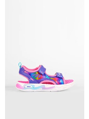 Vicco But Işıklı Hafif Taban Cırtlı Kız Çocuk Sandalet Mor Fuşya