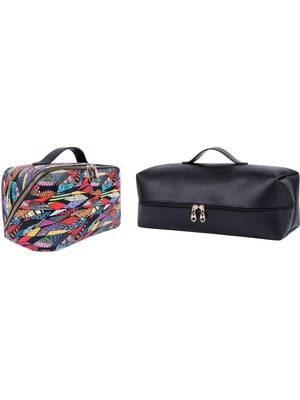 Çift Renkli Kozmetik Çanta Seti, Siyah Airwrap Uyumlu, Yüksek Kalite, Yerli Üretim