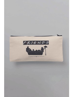 Şık Siyah Baskılı Bez Makyaj ve Kalem Çantası, Cüzdan ve Organizer Çok Renkli