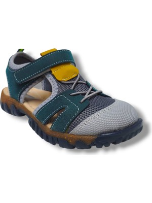 Arzen Bebe 351-25 Anatomik Cırtlı Erkek Çocuk Sandalet Yeşil Gri 31-36
