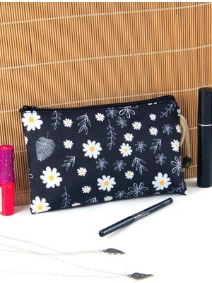 Yaprak Desenli Fermuarlı Orta Boy Kalemlik ve Makyaj Çantası, Çok Renkli, Şık ve Kullanışlı