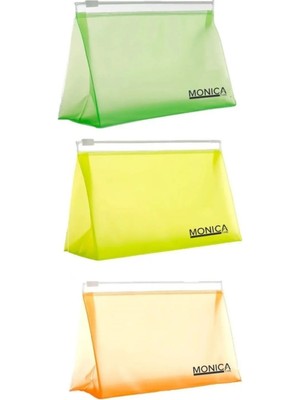 Renkli 3'lü Makyaj ve Plaj Çantası, Yeşil ve Canlı Tasarım