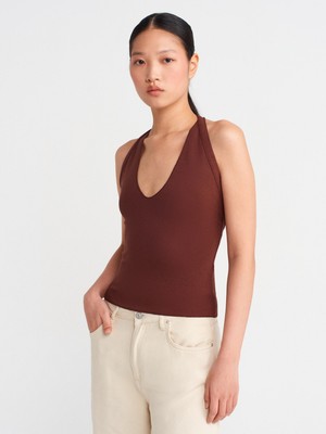 31971 Boyundan Bağlamalı Top-Açık Kahve