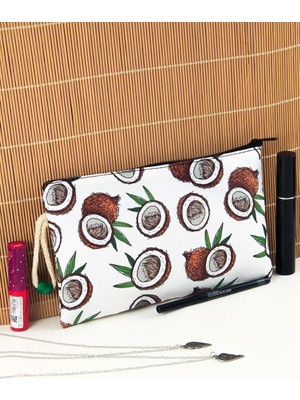 Renkli Hindistan Cevizi Desenli Fermuarlı Çok Amaçlı Çanta