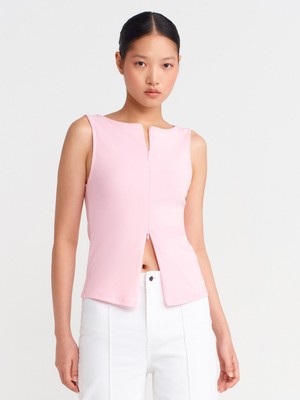 31764 Fermuar Detaylı Top-Toz Pembe