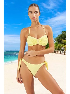 Straplez Fırfırlı Bikini Takımı Klora Dayanıklı Şık Detaylı Premium Kalite Esnek Kumaş