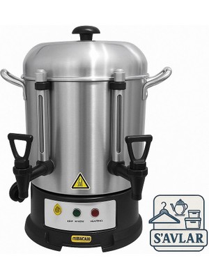 Savlar 60 Bardak Çay Otomatı- Paslanmaz Çelik,çift Musluklu,endüstriyel Semaver