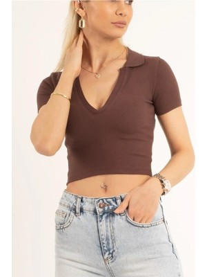 Polo Yaka Fitilli Crop