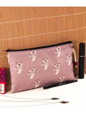 Renkli Kuala Desenli Fermuarlı Büyük Kalemlik ve Makyaj Çantası 14X23 cm