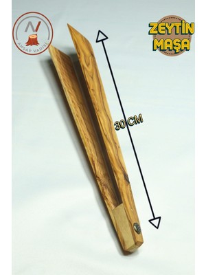 El Yapımı 30CM Ahşap Zeytin Ağacı Maşa, Büyük Boy, Yeşil Renk