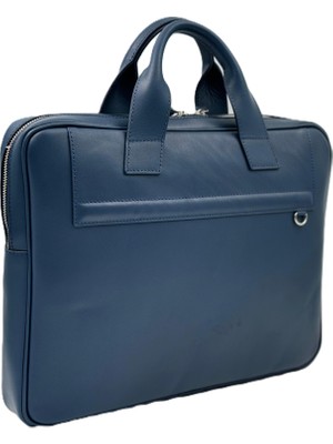 BYZ-1211 Hakiki Deri Laptop Evrak Çantası Lacivert 38X29X6 cm