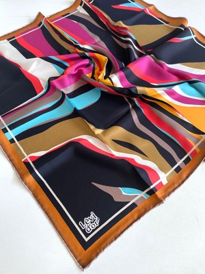 Levidor Tivil Saf Ipek Eşarp 49428 Turuncu Karışık Desen