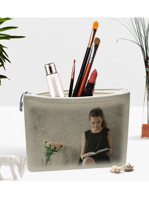 Renkli Kişiye Özel Keten Fotoğraf Makyaj Çantası, Şık ve Kullanışlı Tasarım