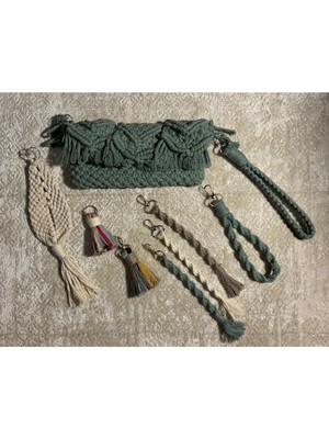 Yeşil El Emeği Makrome Çanta, Şık ve Hafif Tasarım