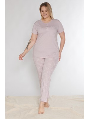 BÜYÜK BEDEN BATTAL KISA KOL PİJAMA TAKIMI ALPERİ B780-20