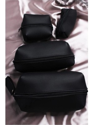Şık Siyah Makyaj Çantası Seti, Pratik ve Hafif Seyahat Arkadaşı