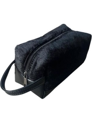 Peluş Kumaş Siyah Çok Amaçlı Çanta, Şık ve Kullanışlı Tasarım