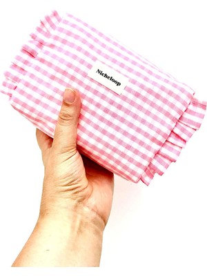 Mini Pembe Pötikare Makyaj Çantası, Şık ve Kullanışlı Taşınabilir Tasarım