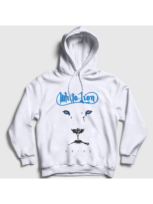 Presmono Unisex Beyaz Pride White Lion Kapüşonlu Sweatshirt