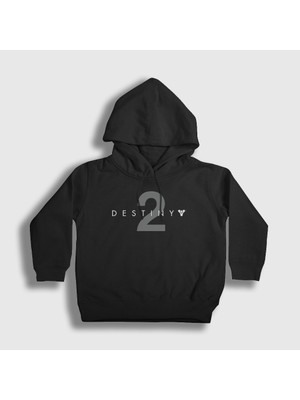 Presmono Unisex Çocuk Siyah Logo Oyun Destiny 2 Kapüşonlu Sweatshirt