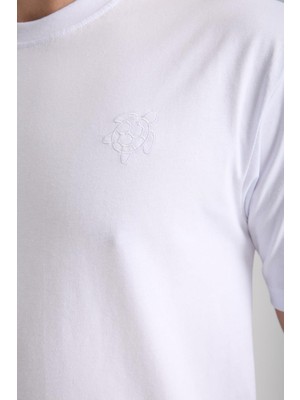 Erkek %100 Pamuk Relax Kaplumbağa Nakışlı T-Shirt