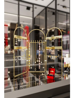 UltraNova Şık ve Düzenli Takı ve Makyaj Organizeri, Dekoratif Oval Stand, Kolye ve Yüzük Kutusu