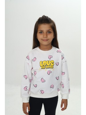 Toontoy Kız Çocuk Love Kalp Baskılı Sweatshirt