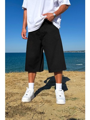 Yıkamalı Basic Siyah Kot Şort