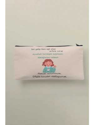 Şık ve Renkli Baskılı Bez Makyaj, Kalemlik ve Cüzdan Seti, Kullanışlı Tasarım