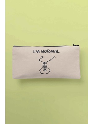 Şık Bej Baskılı Çok Amaçlı Bez Çanta, Kalemlik ve Cüzdan Kombini