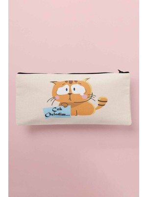 Bej Baskılı Çok Özledim Çok Amaçlı Eşyalar Çantası