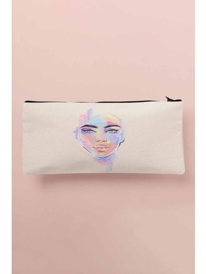 Renkli Pop Art Bez Makyaj Çantası, Kalemlik ve Cüzdan, Şık ve Kullanışlı Tasarım